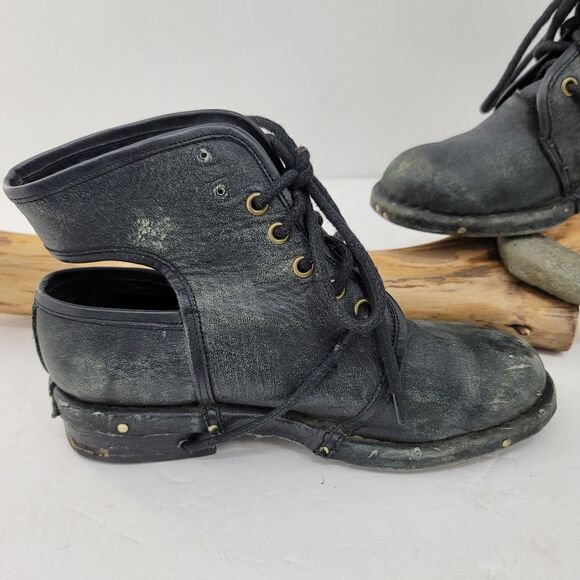 Jeffrey campbell distressed black leather open back booties - Picture 6 of 12